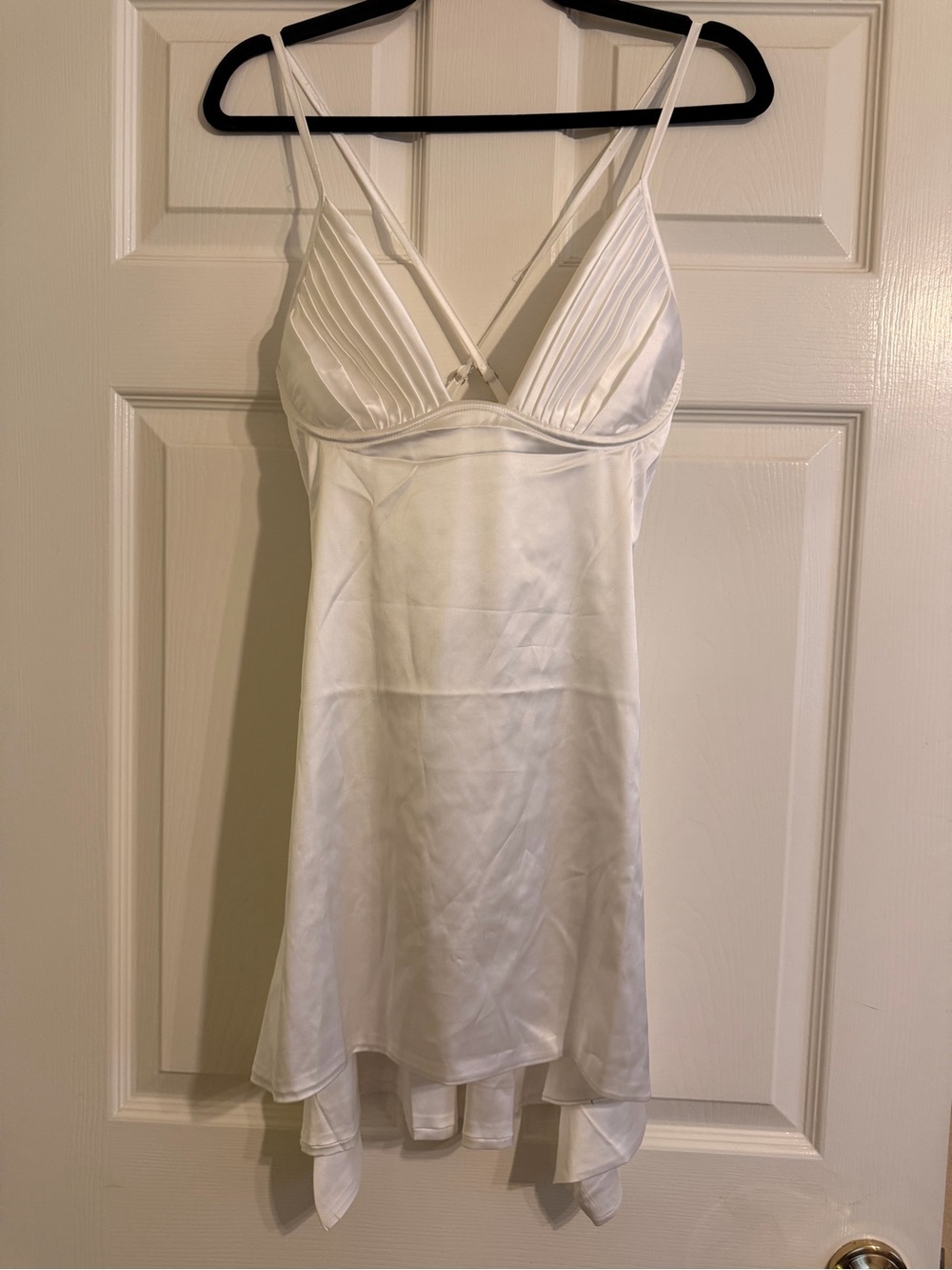 NWT Babyboo White Satin Spaghetti Strap Mini Dress